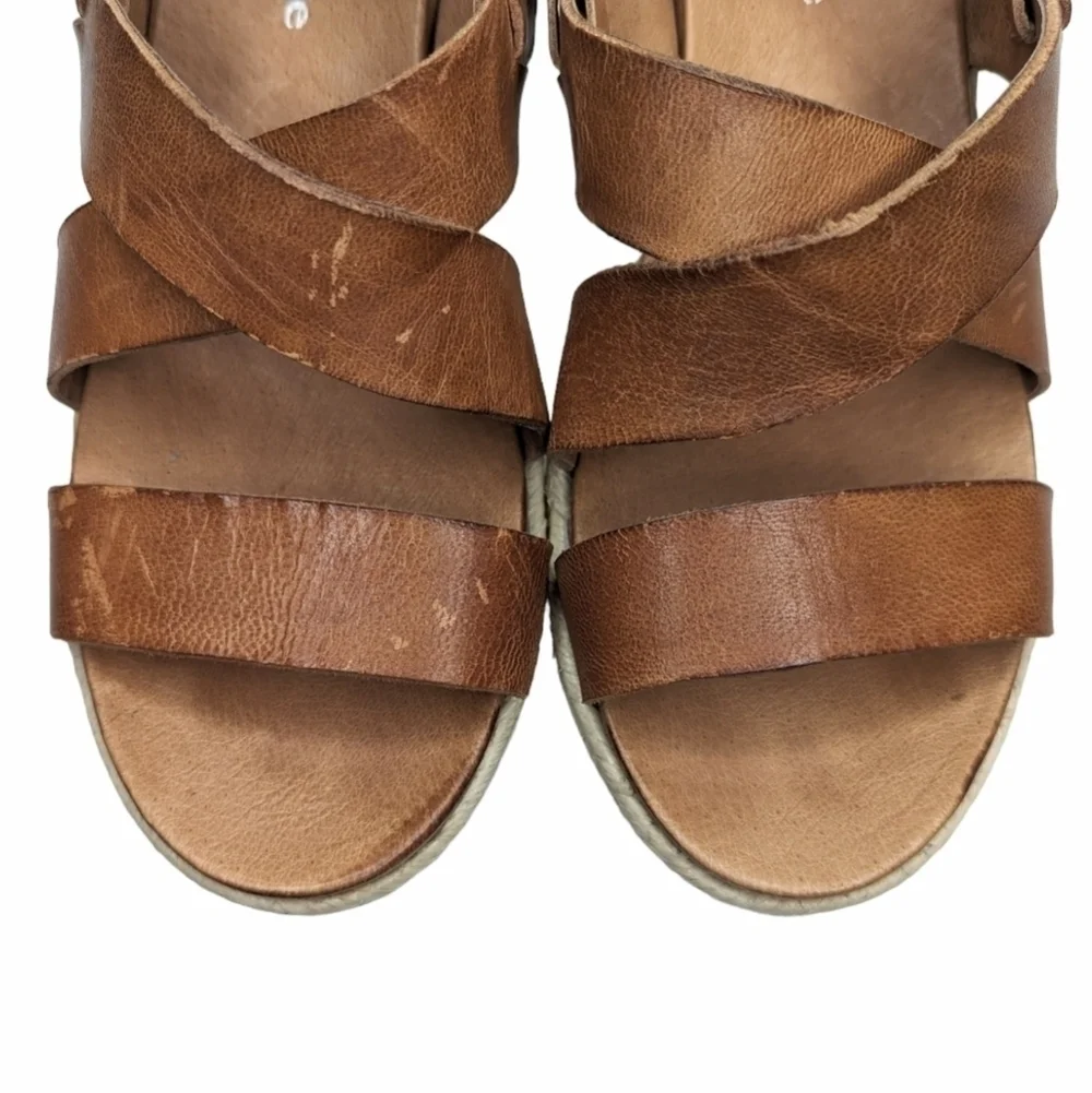 Antelope low studded wedge heel espadrille brown tan leather EU size 37